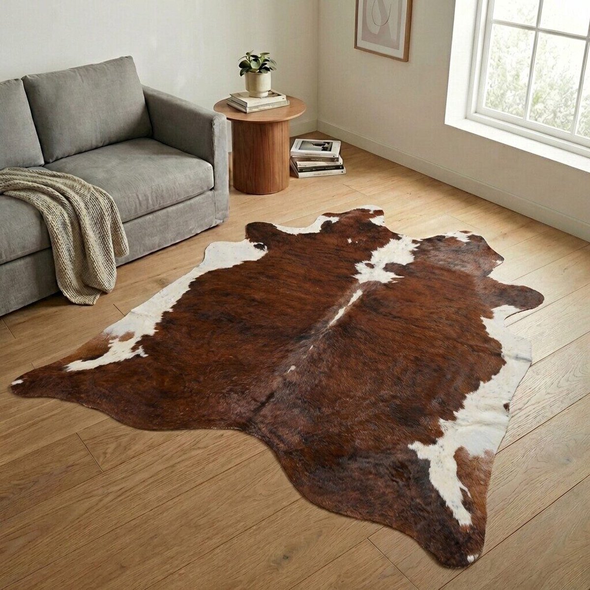 Koeienhuid Vloerkleed XXL (Extra Groot) - Bruin-wit - 240 x 216 cm - Koeienkleed / Koeienvel / Dierenvel / Dierenhuid / Koehuid Tapijt
