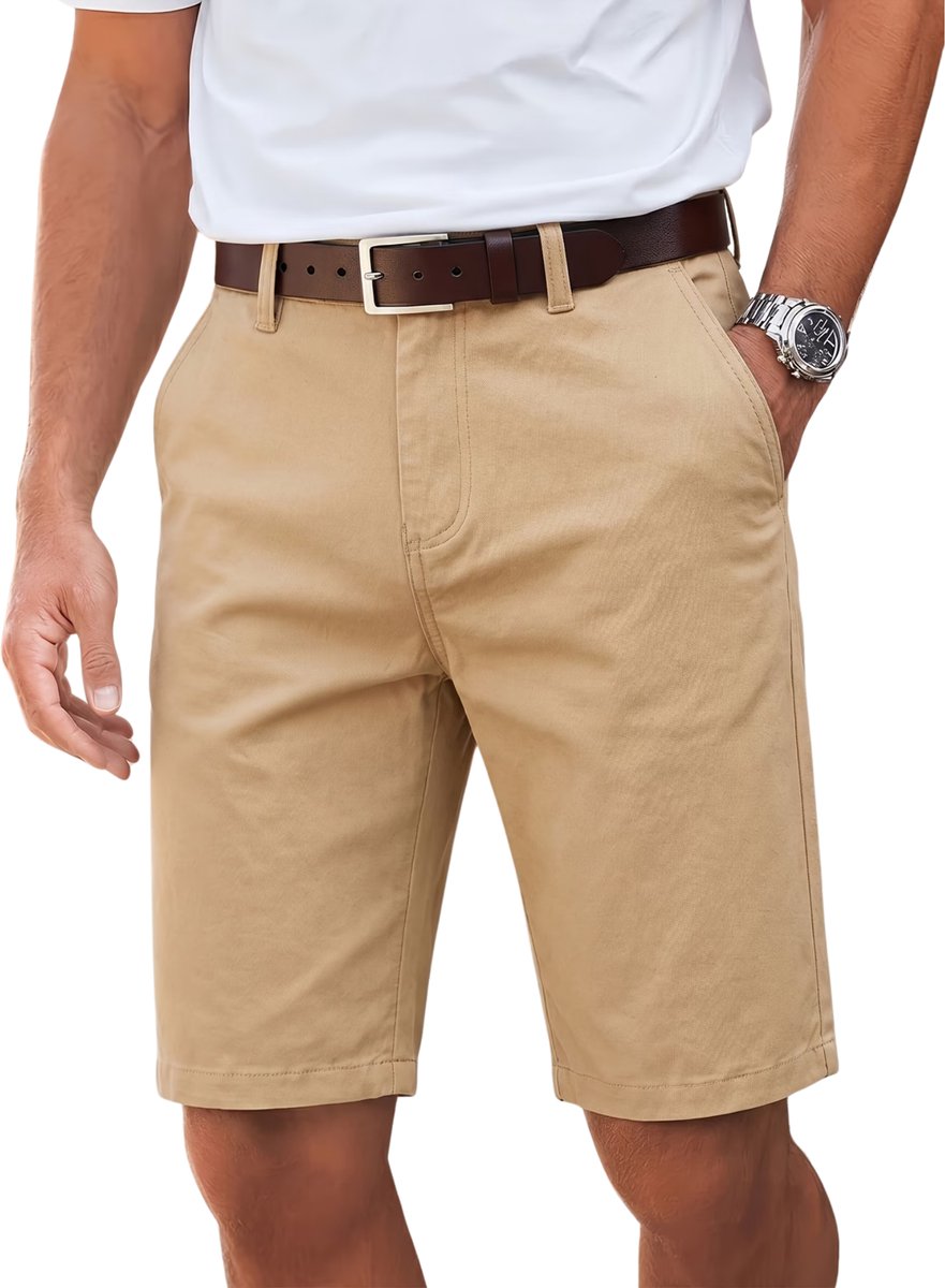 Currero Korte Broek Heren Golfbroek Spijkerbroek met Zakken Volwassenen Jongens Shorts Creme