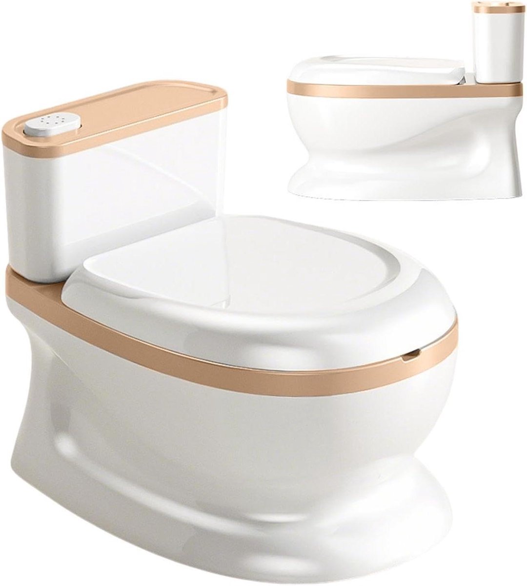 Kinderpotje met Geluid - Potjestraining Toilet - Zindelijkheidstraining - Realistisch Spoelgeluid - 38 x 28 x 30 cm - Wit