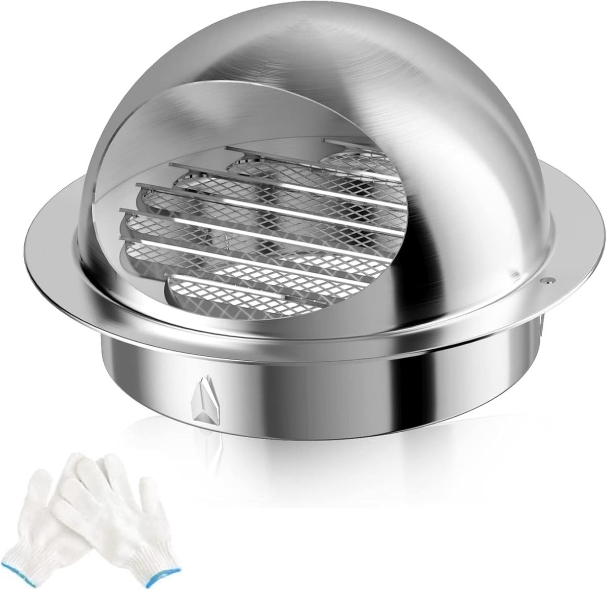 Dailygoods - Hon&Guan 100 mm Roestvrijstalen Ventilatierooster, Ronde Luchtafsluiter, Ingebouwd Insectenscherm, Zeer weerbestendig, HVAC Buitenkap voor Afzuigkap, Wandaansluiting, Badkamer voor Luchtafvoer
