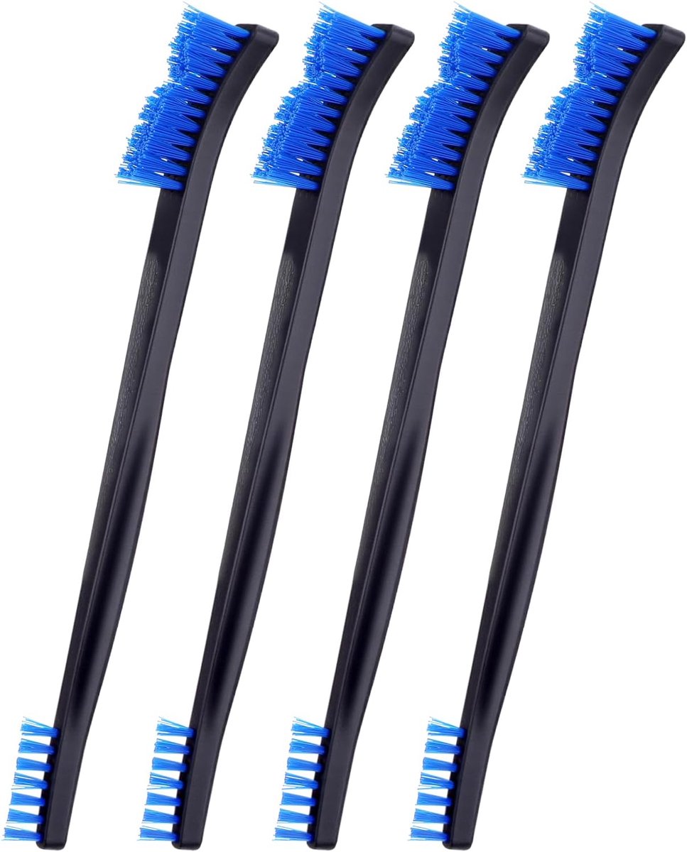4 stuks kleine reinigingsborstel, dubbelzijdige nylon borstel, sieradenreinigingsborstels voor gedetailleerde reiniging van sieraden, auto's, keuken en ruimtes