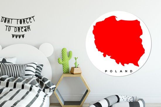 Illustration de la Pologne en rouge Cercle mural aluminium ⌀ 120 cm - tirage photo sur cercle mural / cercle vivant / cercle de jardin (décoration murale) XXL / Groot format!