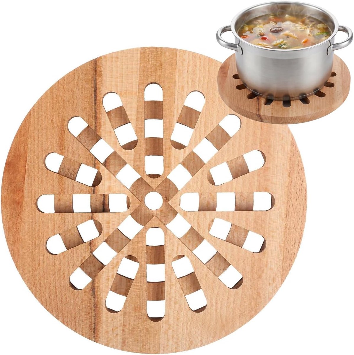 houten onderzetter hittebestendig voor potten en pannen 19,5 cm | 19,5 cm, Houtmozaïek, Tafel beschermen, Hittebestendig, Voor pannen