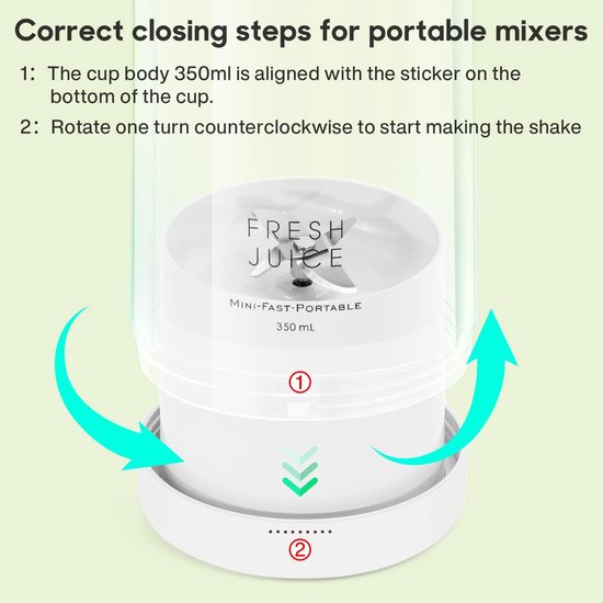 Blender - Mini blender - Blender to go -Draagbare Blender 350 ml - USB Oplaadbare Smoothie Maker - Mini Blender met 4 RVS Messen - Draadloze Sapmaker voor Shakes, Smoothies, Sport, Reizen en Kantoor - Wit van Blender — afbeelding 4