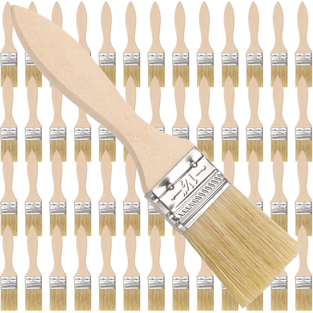 50 stuks platte kwasten, 38 mm breed, kleine kwast met houten handvat, schilderskwast, lazuurkwast, kwastenset voor schilderen, doe-het-zelven, renovatie, muurverf