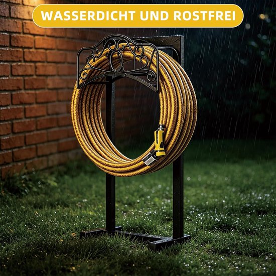 107,4 cm slanghouder, tuinslanghouder, afneembare metalen slanghouder, vrijstaand, met opbergmand, beweegbare tuinslanghouder, standaard voor tuin, gazon, buitenruimtes — afbeelding 3