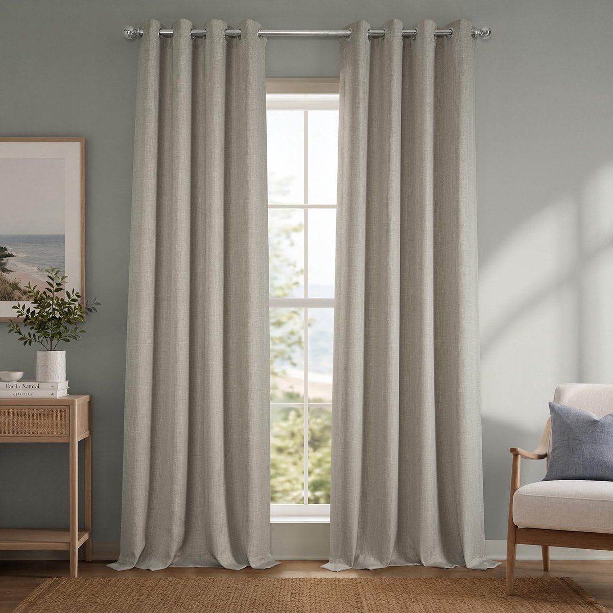 Half Price Drapes Doorvoertule linnen 96 inch lange verduisterende gordijnen voor slaapkamer en woonkamer (1 paneel), 50 W x 96 l, havermout, polyestermix, 50 inch B x 96 inch L (Pack van 1)