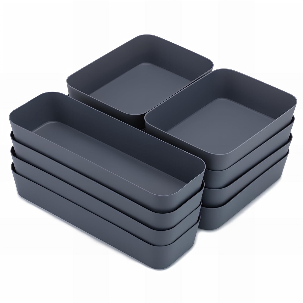 Bureaulade-organizer 10 stuks, ladeorganizer, praktische bureau-organizer laden in 3 maten, kantoorlade-organizer, plastic make-uplade-organizer, geschikt voor make-up, badkamer, keuken