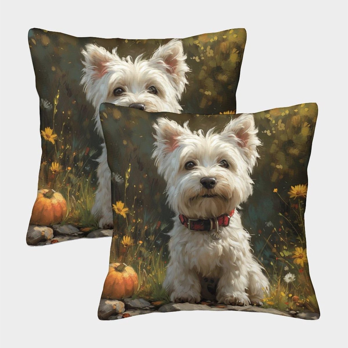 Kussenset met 2 onzichtbare ritssluitingen, vierkant, voor bank, woonkamer, stoel, bed, 40 x 40 cm
