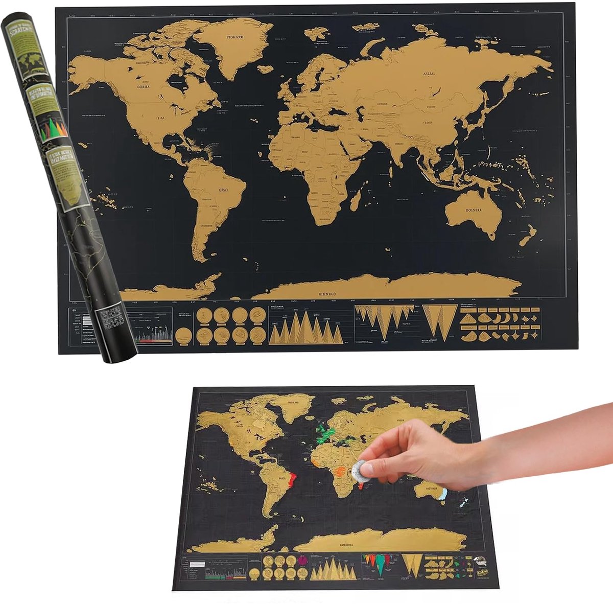 Zum Rubbeln - 30 X 42 Cm,Landkarte Als Wandposter Zum Pinnen,Weltkarte Zum Freirubbeln,Weltkarte Zum Pinnen,Landkarte Zum Freirubbeln,Für Reiseliebhaber Und Abenteurer,Ideal Als Geschenk