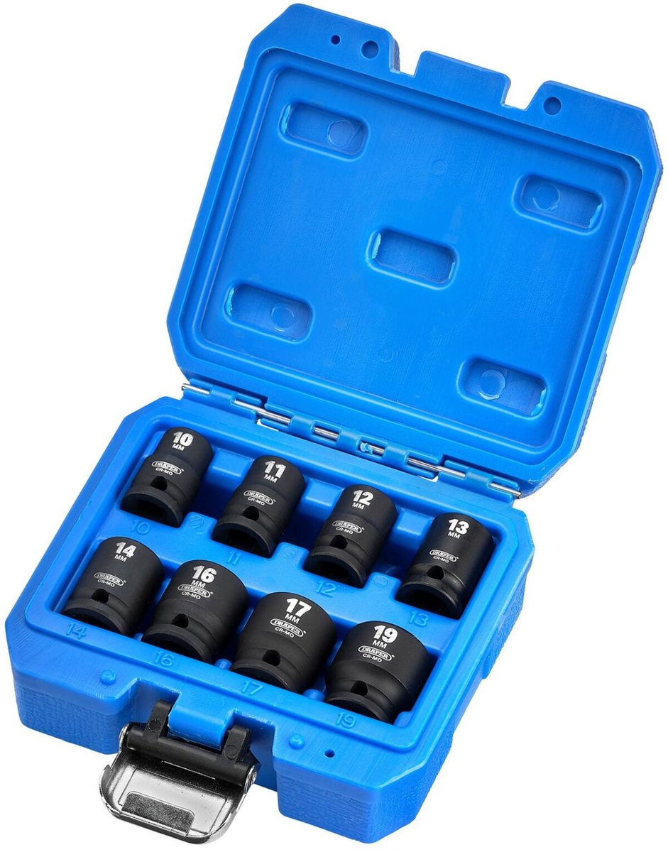 Draper Tools 3/8" krachtdoppenset in opbergkoffertje, 8-delig
