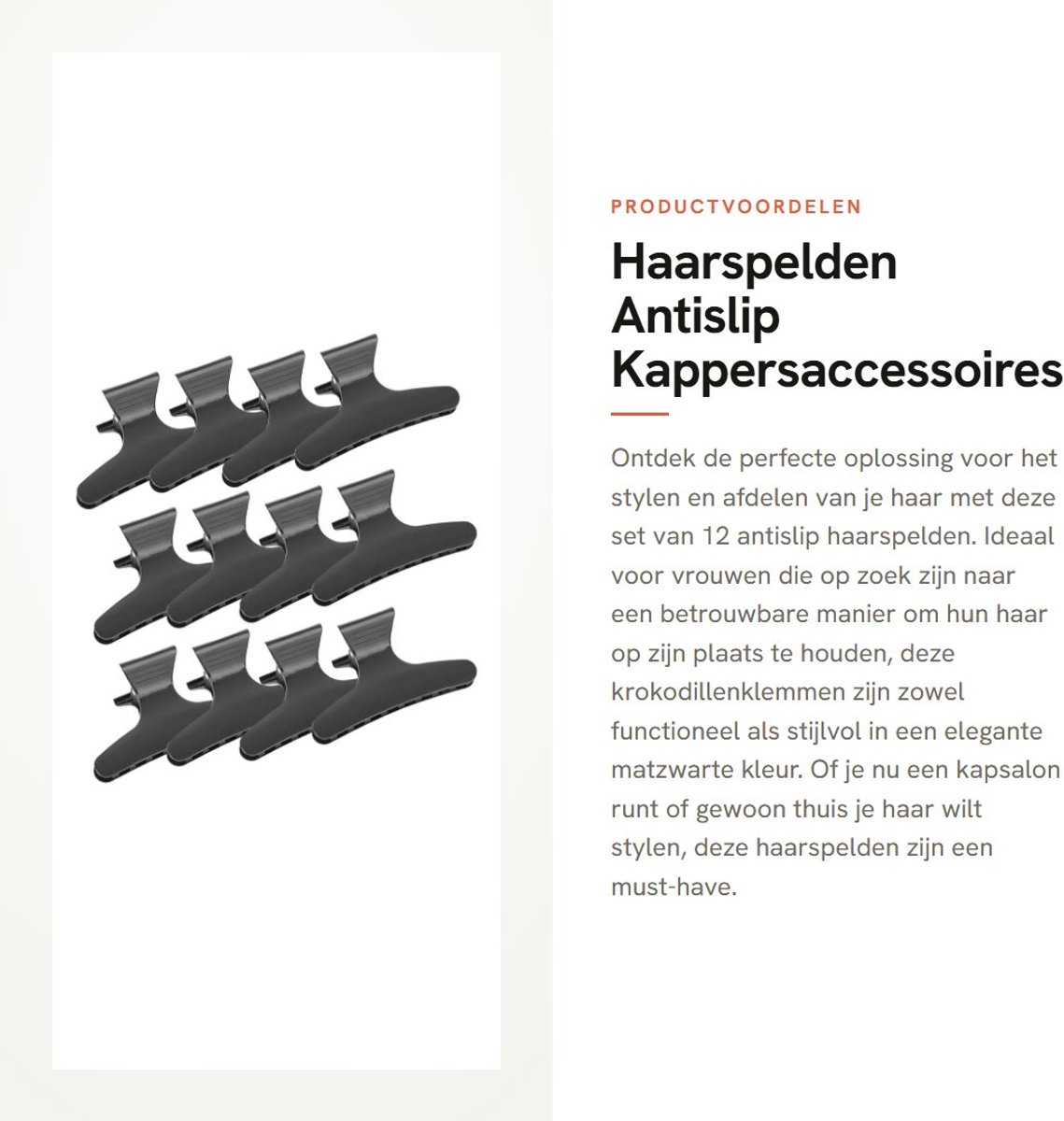 Dailygoods- Haarspelden 12 Stuks - Antislip Haarspelden - Kappersaccessoires - Krokodillenklemmen - Stevig Kunststof - Ideaal voor Dun/Middelgroot Haar - Haarclips