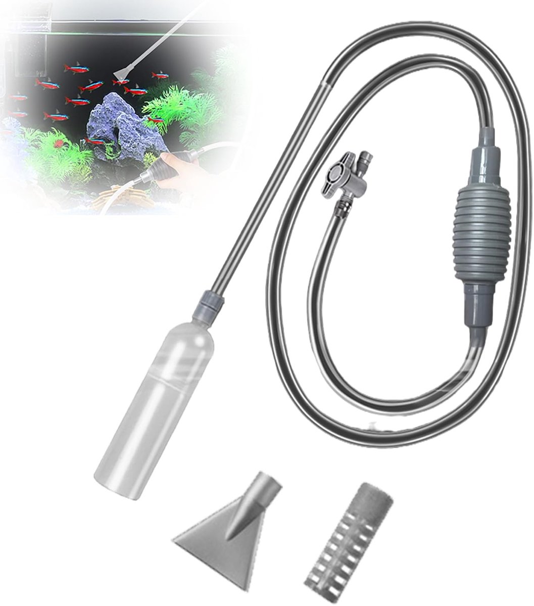 Dailygoods - Aquariumreiniger, Aquarium Waterwisselaar, Aquarium Vissen Tank Cleaner, Aquarium Grind Cleaner, Vacuüm Sifon Pomp, voor Aquariumwaterverversing en Zandfilterreiniging, Aquarium Accessoires (Grijs)