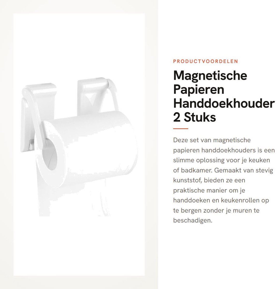 Dailygoods- Papierrolhouder Magnetisch - Wandgemonteerde Handdoekhouder - Verstelbare Keukenrolhouder - Kunststof en Slijtvast - Eenvoudig te Installeren