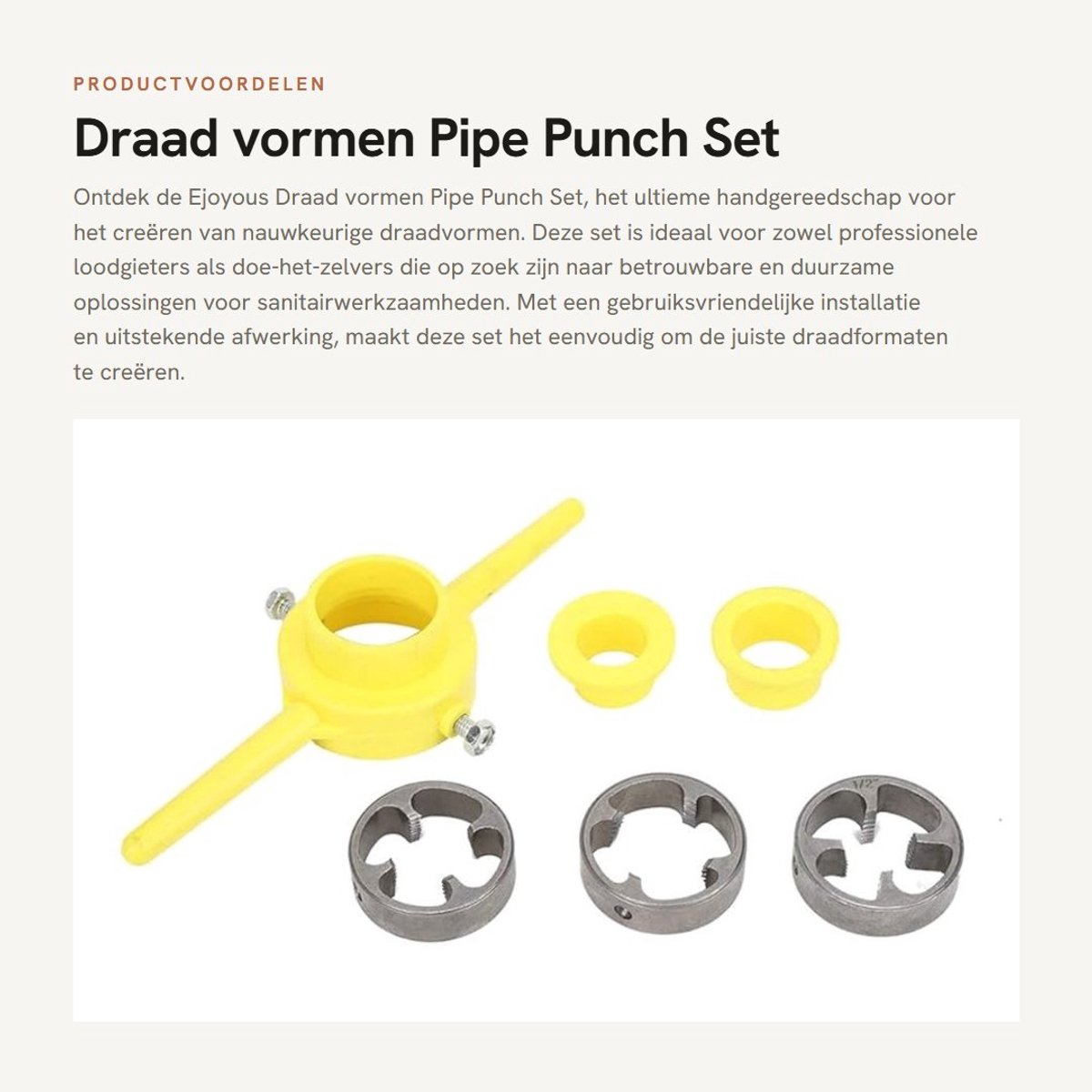 Dailygoods- Draadvormen Set - PVC Draadmaker - Ronde Die - NPT Draadstandaard - 1/2", 3/4", 1" - Duurzaam Materiaal - Pijpthreader