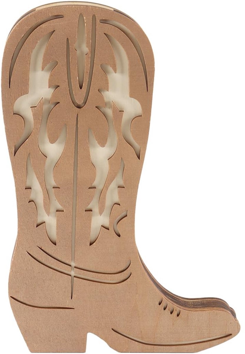 Dailygoods- Bloemenvaas Houten Cowboylaarzen - Wanddecoratie - Wandplanter - Hangende Vaas - 30x20cm - Eenvoudige Installatie