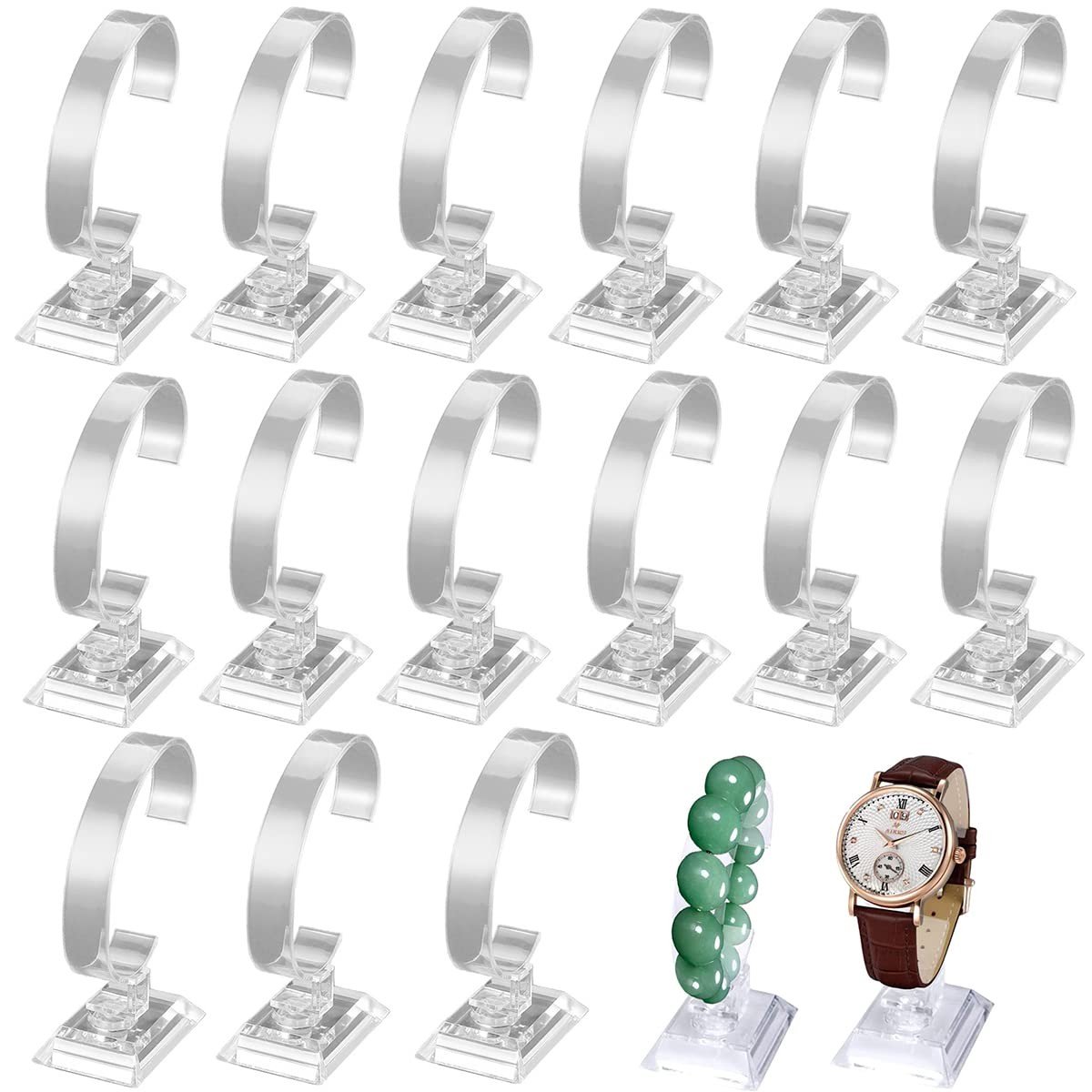 Dailygoods- Horloge-display 15 Stuks - Transparante Horlogehouder - Sieradenstandaard - Kunststof - Armbandstandaard - Voor Polshorloge