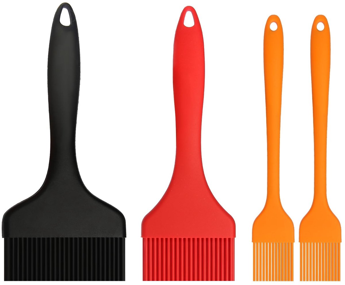Dailygoods- Bakkwasten 4 Stuks - Hittebestendige Siliconen Kwasten - Keukenborstels - Ergonomische Handgreep - Gemakkelijk Schoon te Maken - Levensmiddelenkwaliteit - Keukenkwast