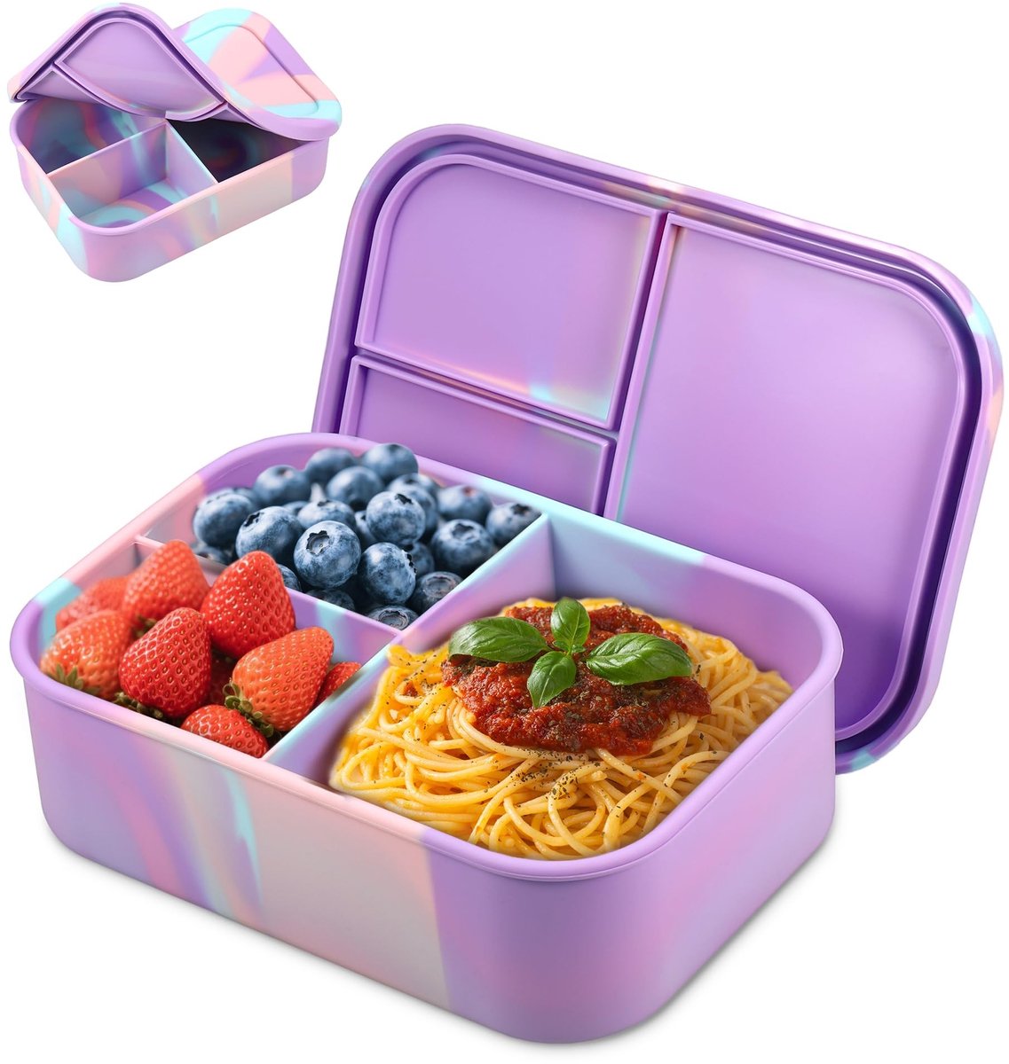 Dailygoods- Broodtrommel 1200 ml - Siliconen Bento Box - Onbreekbaar - Lekvrij - BPA-vrij - Vakken voor maaltijden - Lunchbox
