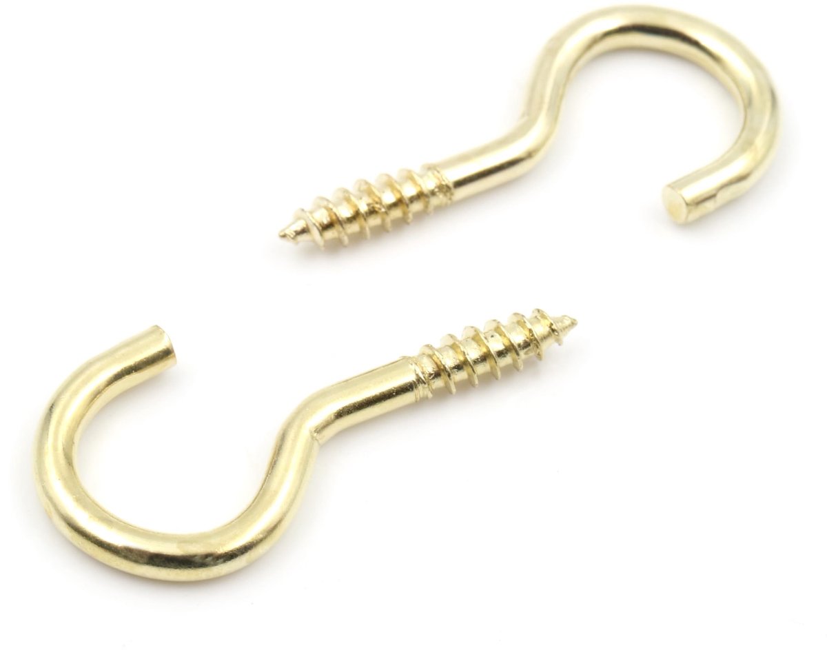 Dailygoods - Gebogen Schroefhaken van Messing voor Wand- en Plafondbevestiging