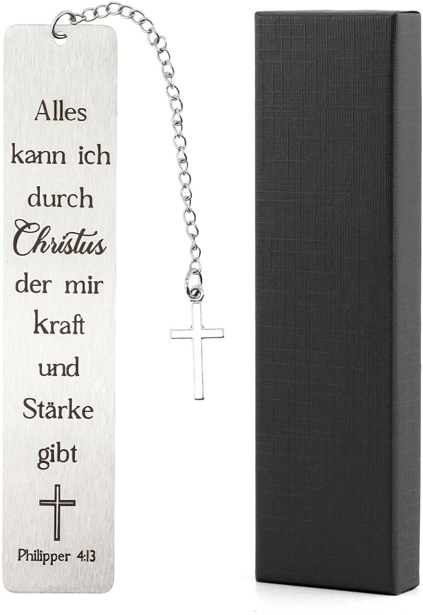 Dailygoods- Bladwijzer Metalen - Bijbelvers - Christelijk Cadeau - Geschenkdoos - 130 x 26 mm - Duurzaam Roestvrij Staal - Boekenlegger