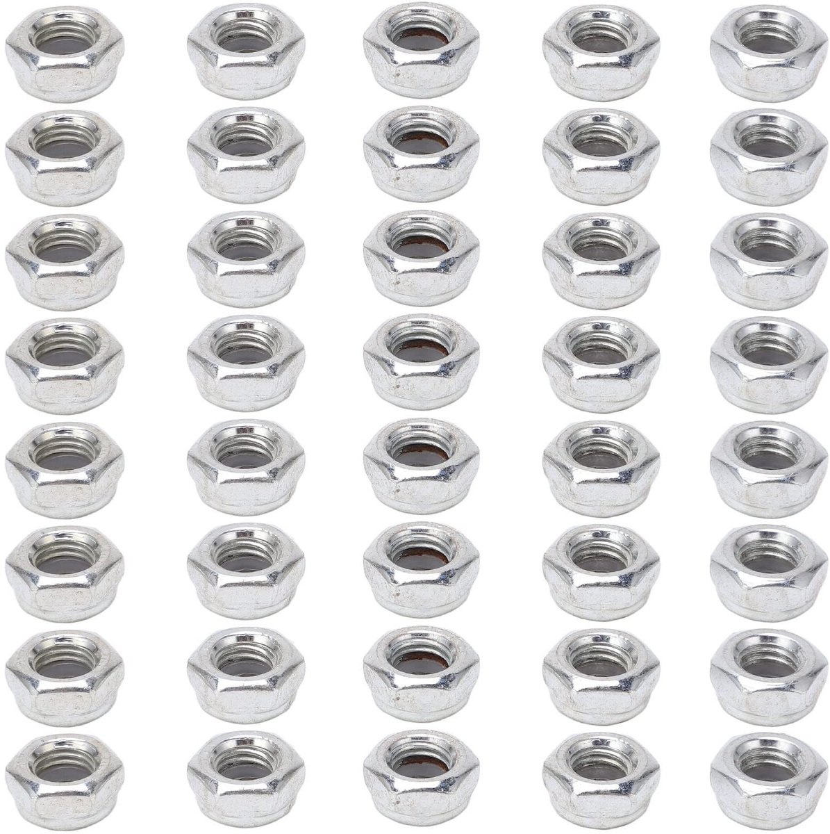 Dailygoods- Asmoeren 40 Stuks - Skateboard Trucks - Koolstofstaal - M8 Schroefdraad - Vervangingsmoeren - Universeel Gebruik - Skateboardmoeren