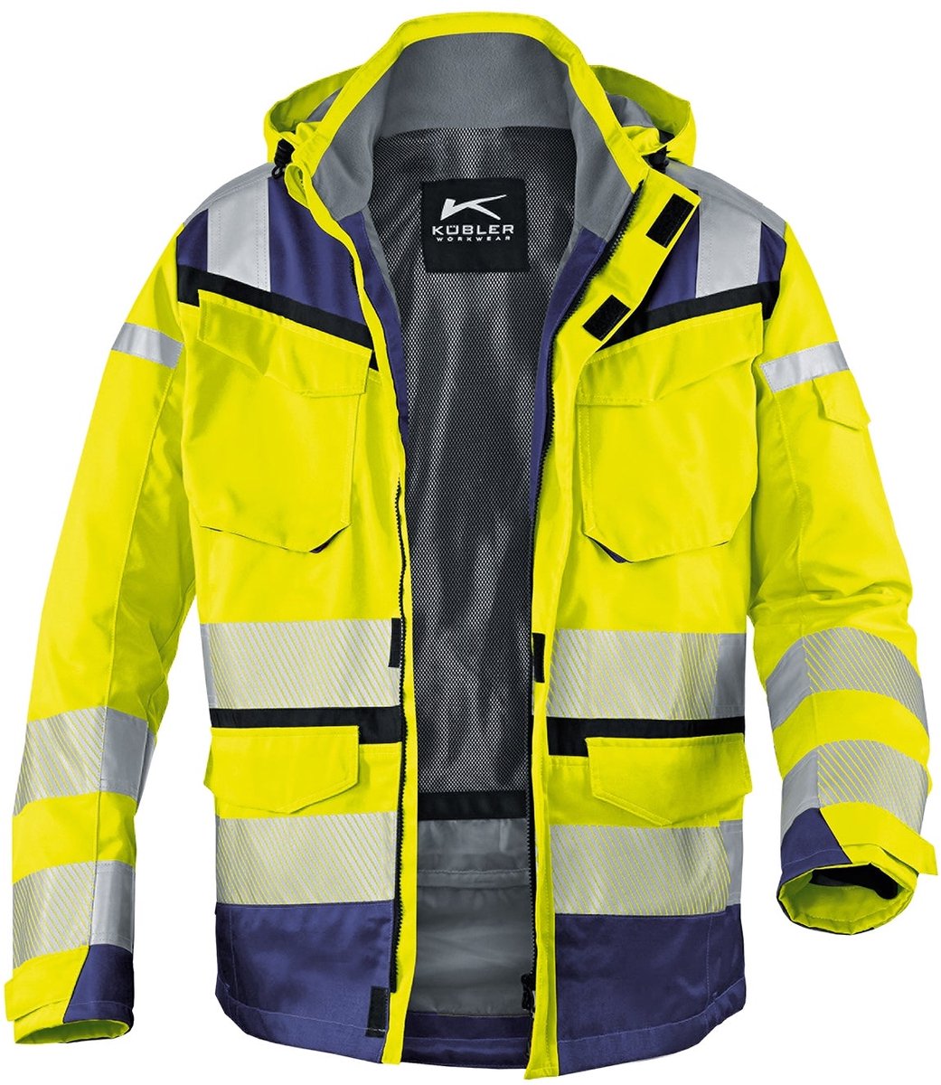 KÜBLER PSA REFLECTIQ 13078332 Hi Vis Reflecterend Werkjas HEREN Veiligheidsjas Signaalgeel Donkerblauw - Winddicht - Waterdicht - Ademend