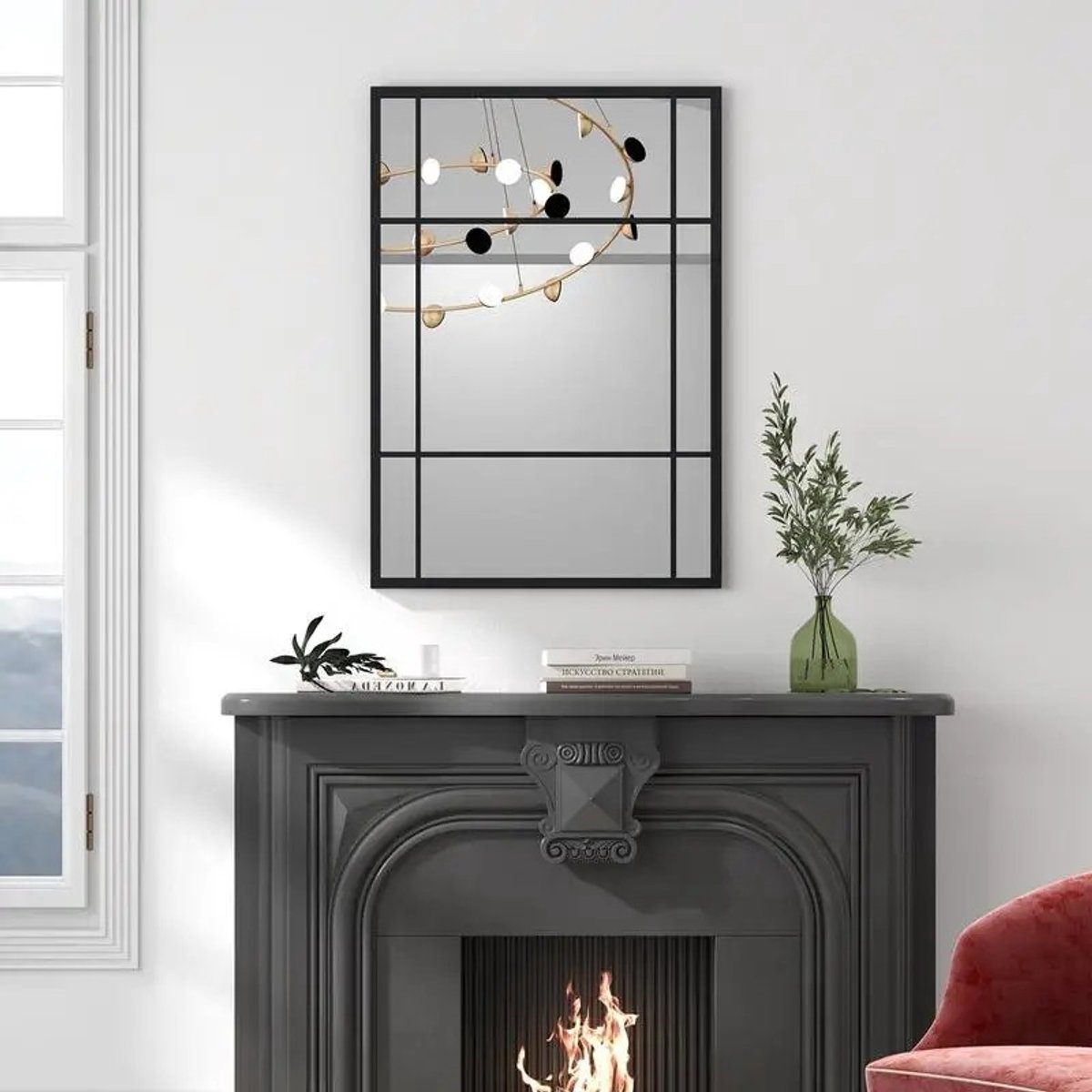 Dailygoods Rechthoekige wandspiegel met metalen frame, decoratieve hangspiegel, 100 x 70 cm