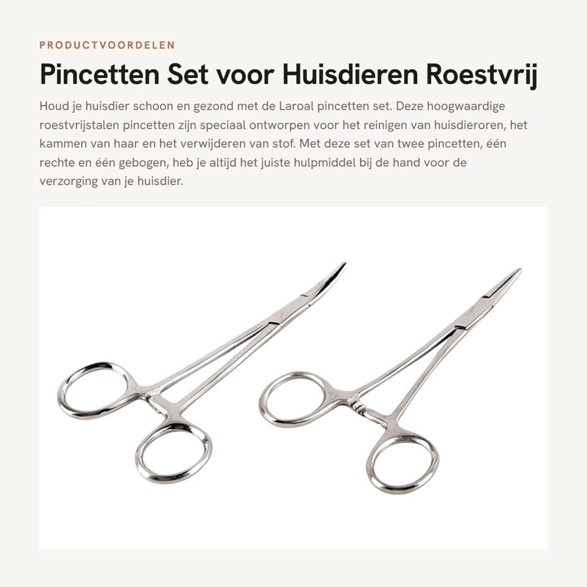 Dailygoods- Pincetten Set Roestvrij Staal - Pincetten Set Hobby - Verzorgingsclips - Reinigingsclips - Geschikt voor Huisdieroren - Duurzaam en Stevig - Verzorgingspincet