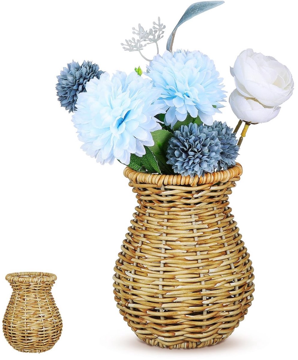 Dailygoods- Vaas rustieke stijl - Decoratieve Vaas - Bloemknoppenbak - Eenvoudige natuurlijke decoratie - Makkelijk te reinigen - Geschikt voor kantoor/balkon - Bloempot