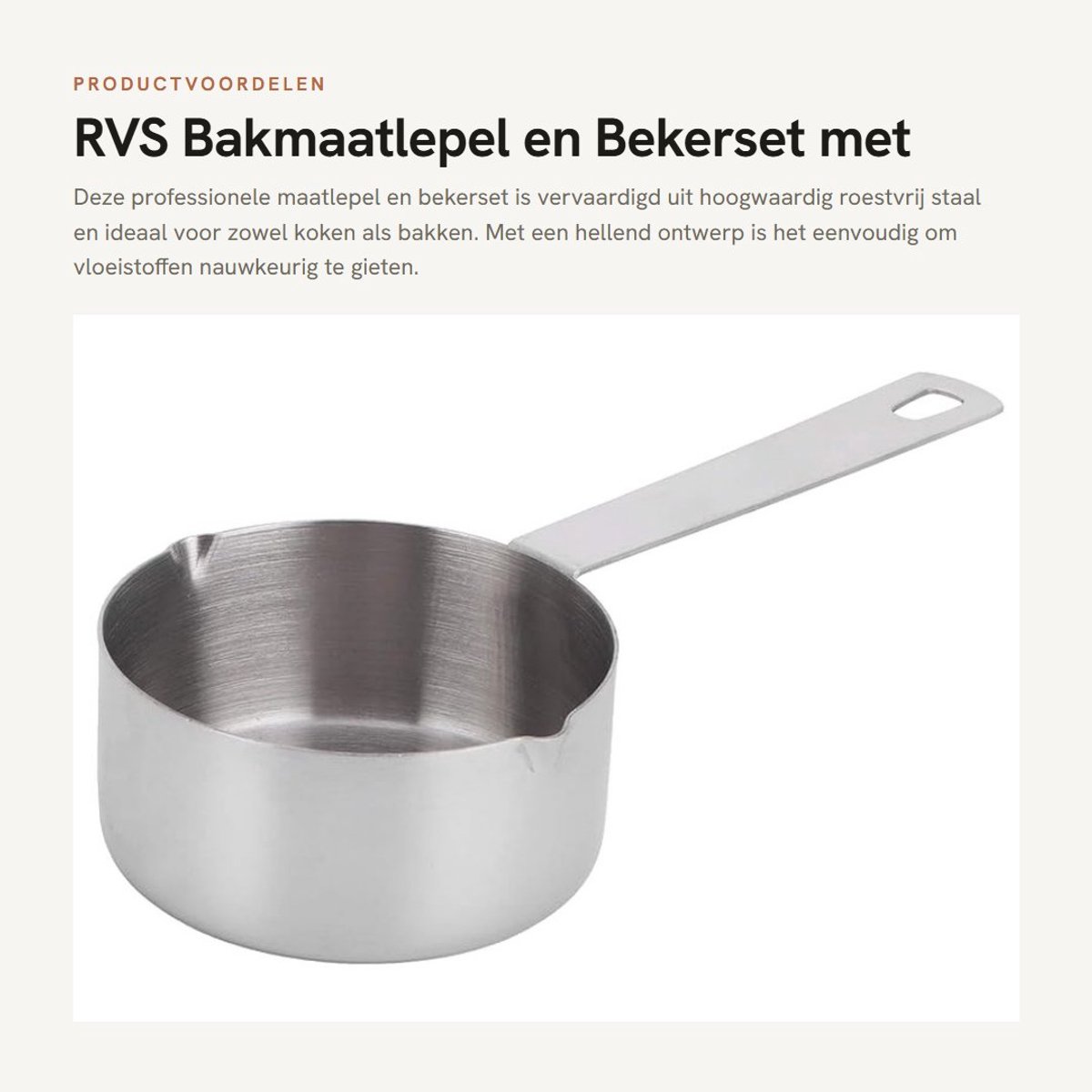 Dailygoods- Bakmaatlepel 304 Roestvrij Staal - Maatbeker 1/4 Kop (60 ml) - Keukengerei - Handvatontwerp - Geschikt voor Koffie/Bakken