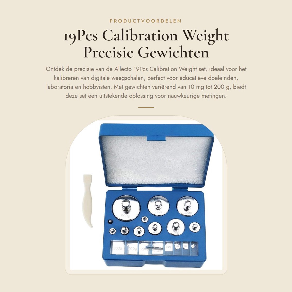 Dailygoods- Kalibratieweg Set 19 Stuks - Geschikt voor Digitale Weegschaal - Chrome-geplateerd Staal - Inclusief Opbergdoos - Ideaal voor Herkalibratie - Minimale Gewicht 10 mg - Gewichtset
