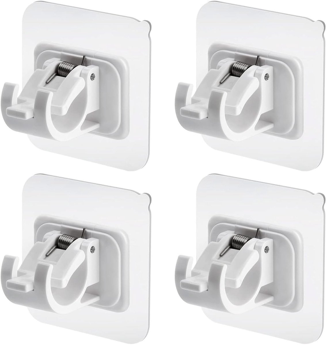 Dailygoods- Gordijnroede Beugel Zelfklevend - 4 Stuks - Geen Boor - Hoogwaardig ABS - Maximaal 25KG - Geschikt voor Gladde Muren - Gordijnhaak