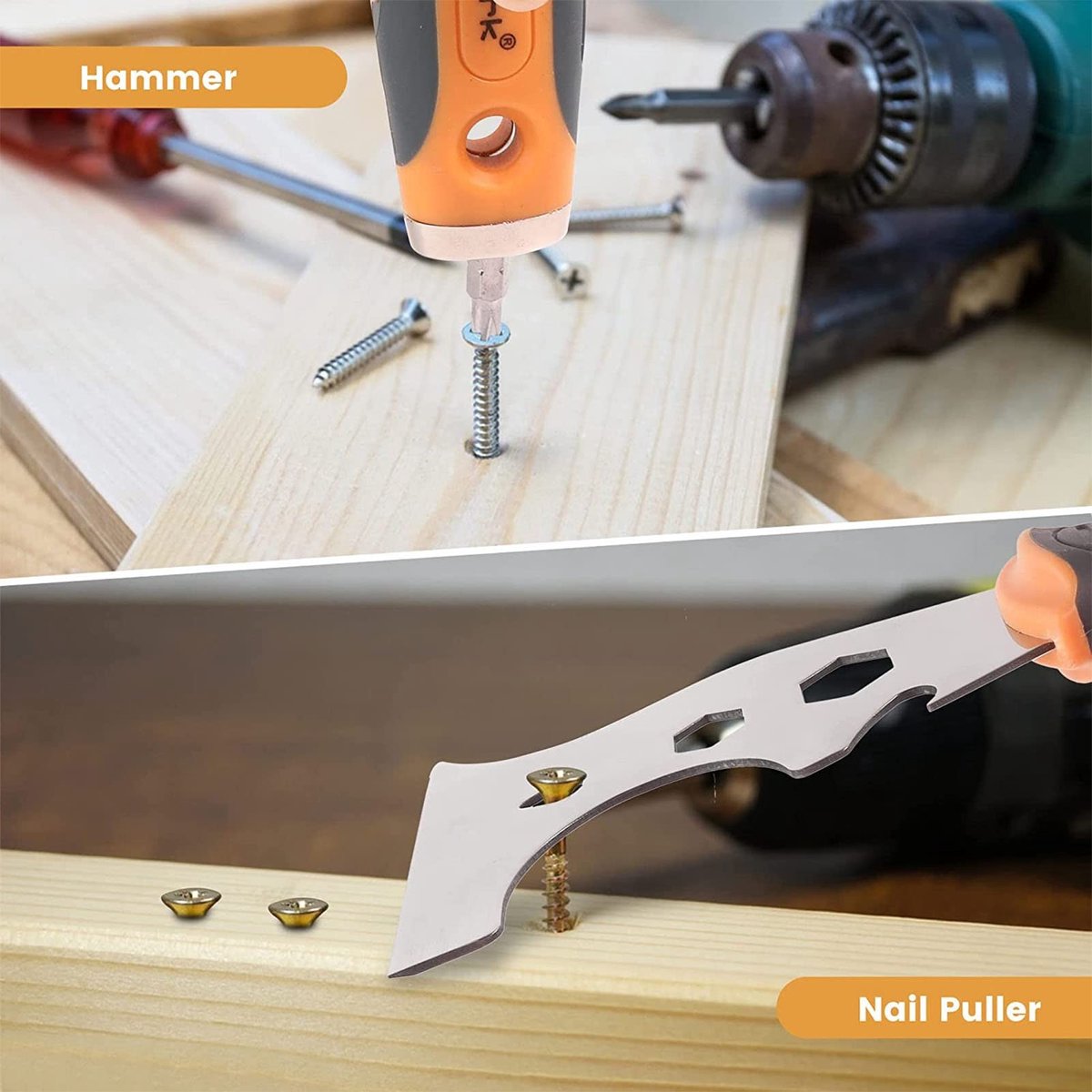 Dailygoods- Verfschraper 16-in-1 - Roestvrijstalen Multitool - Ergonomische Handgreep - 3-Inch Mes - Schroevendraaierbits - Multifunctioneel Gereedschap