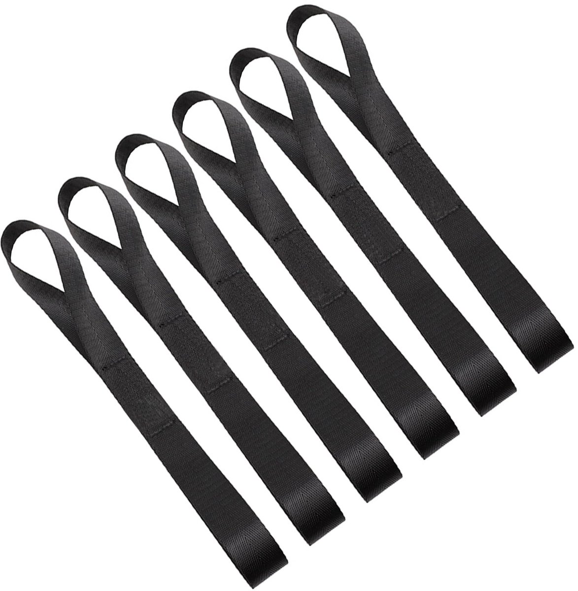 Dailygoods- Sjorlussen 6 stuks - Spanbanden met lussen - Sjorbanden voor motortransport - Duurzaam polyester - Zwart - 30x2,5 cm