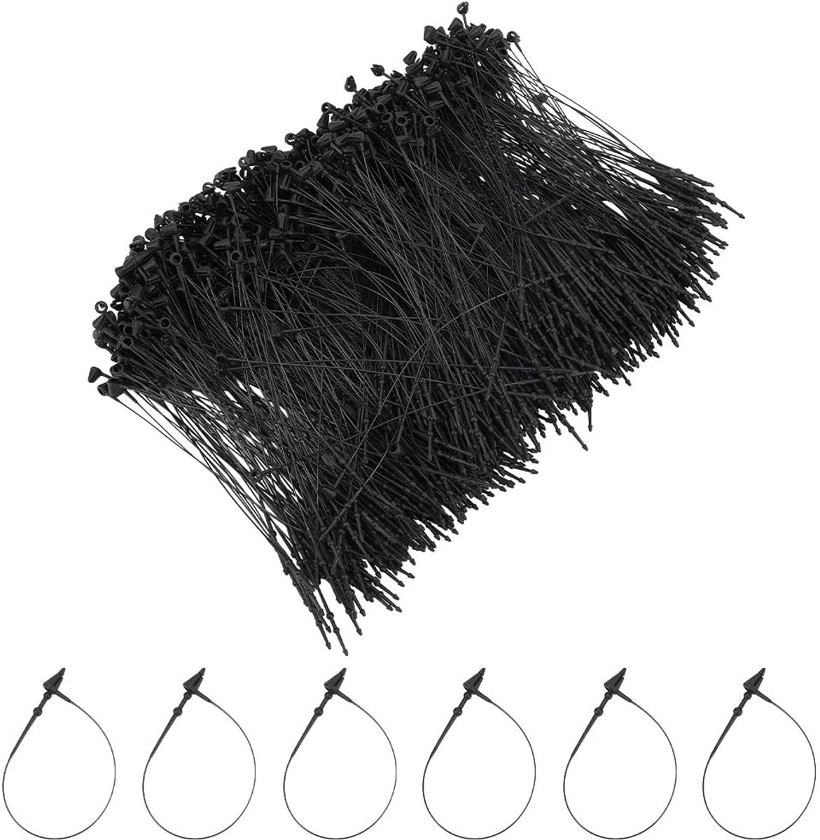 Dailygoods- Hanglabels 1000 Stuks - Zwarte Plastic Bevestigingsmiddelen - 10,2 cm Lengte - Veiligheid Lus Bevestigers - Ideaal voor Retail - Eenvoudig te Bevestigen - Etiketten