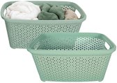 Panier à linge Storage Solutions - 2x - 35 litres - vert - 54 x 37 x 26 cm - Plastique - Panier de transport