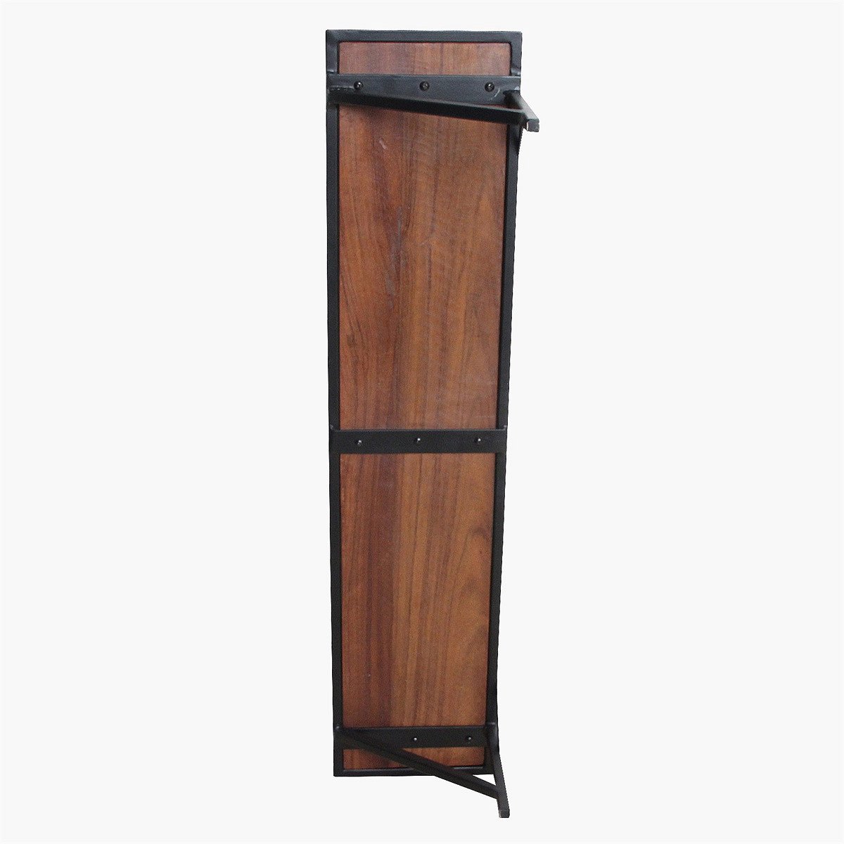 Raw Materials Wandplank Metaal & Hout - Zwarte Wandplank met Metalen Frame - Industrieel - 80 x 18 x 17 cm