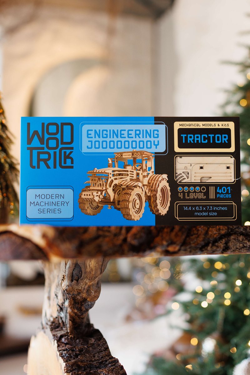 Wood Trick – Modelbouw 3D houten puzzel – Tractor (WDTK006) – 401 stuks - Geen lijm noch verf nodig! — afbeelding 12