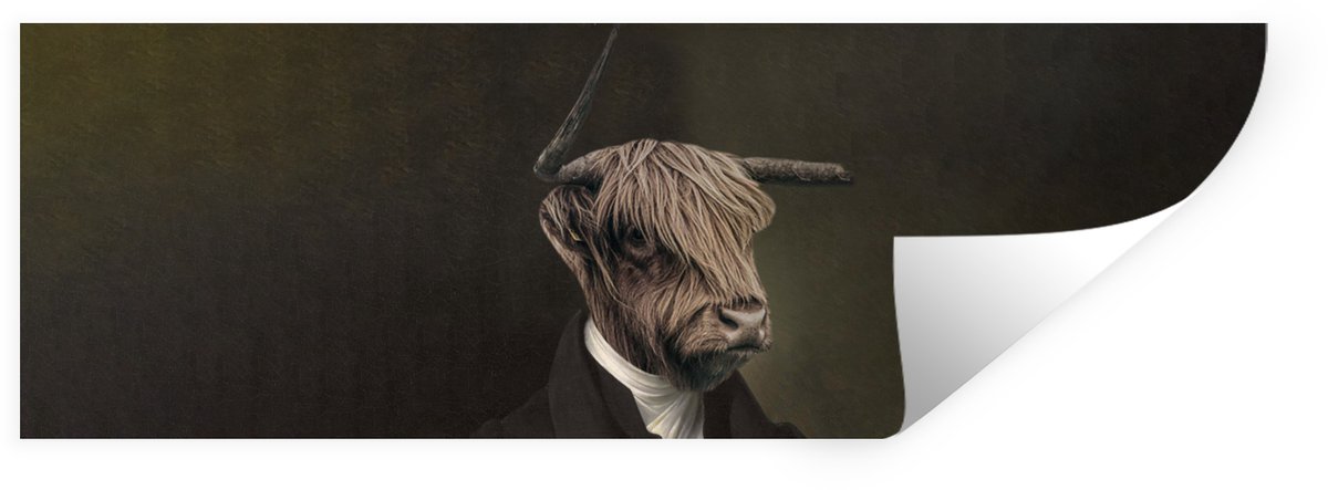 Muurstickers - Sticker Folie - Schotse hooglander - Koe - Kunst - 90x30 cm - Plakfolie - M