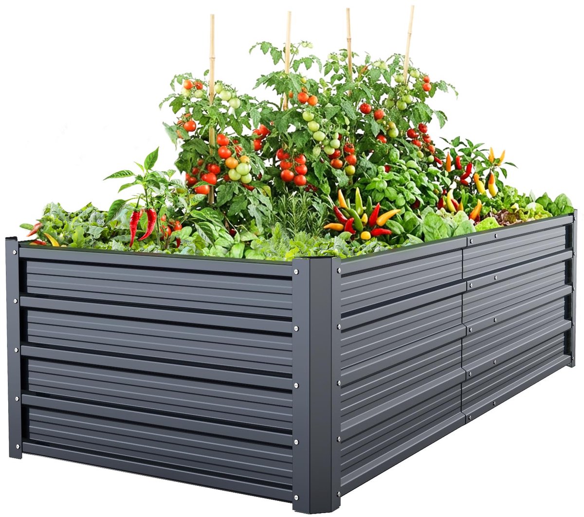Verhoogd bloembed, metaal, 180 x 90 x 45 cm, verhoogde plantenbak voor tuin, van robuust plaatstaal met stevig design, bescherming tegen roest en lange houdbaarheid, ideaal voor groenten