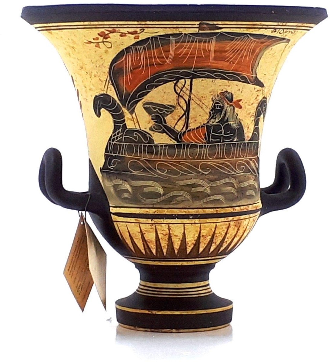 Vaas Krater Aardewerk Godin Aphrodite & God Dionysus 6.9'' Zwart, Rood
