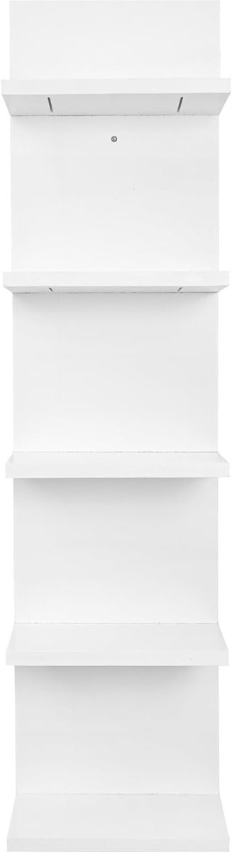 Wandrek met 5 etages, verticaal zuilrek, zwevende opslag, woondecoratie, organizer, tentoonstellingsrek voor slaapkamer, woonkamer, kaptafel (wit)
