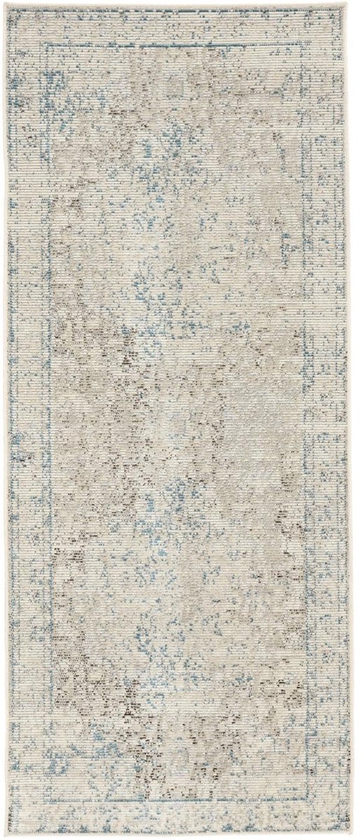 Vloerkleed, Vintage, 80 x 200 cm, Rechthoekig, Middelpolig, Alleen chemisch reinigen, oeko_tex_100, Crème wit/Greige
