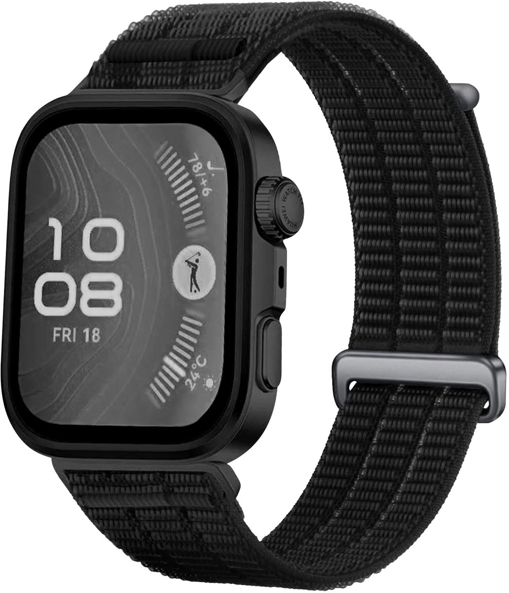 Strap-it Air bandje Nylon geschikt voor Huawei Watch Fit 5 Pro / 5 / 4 Pro / 4 / 3 - Zwart