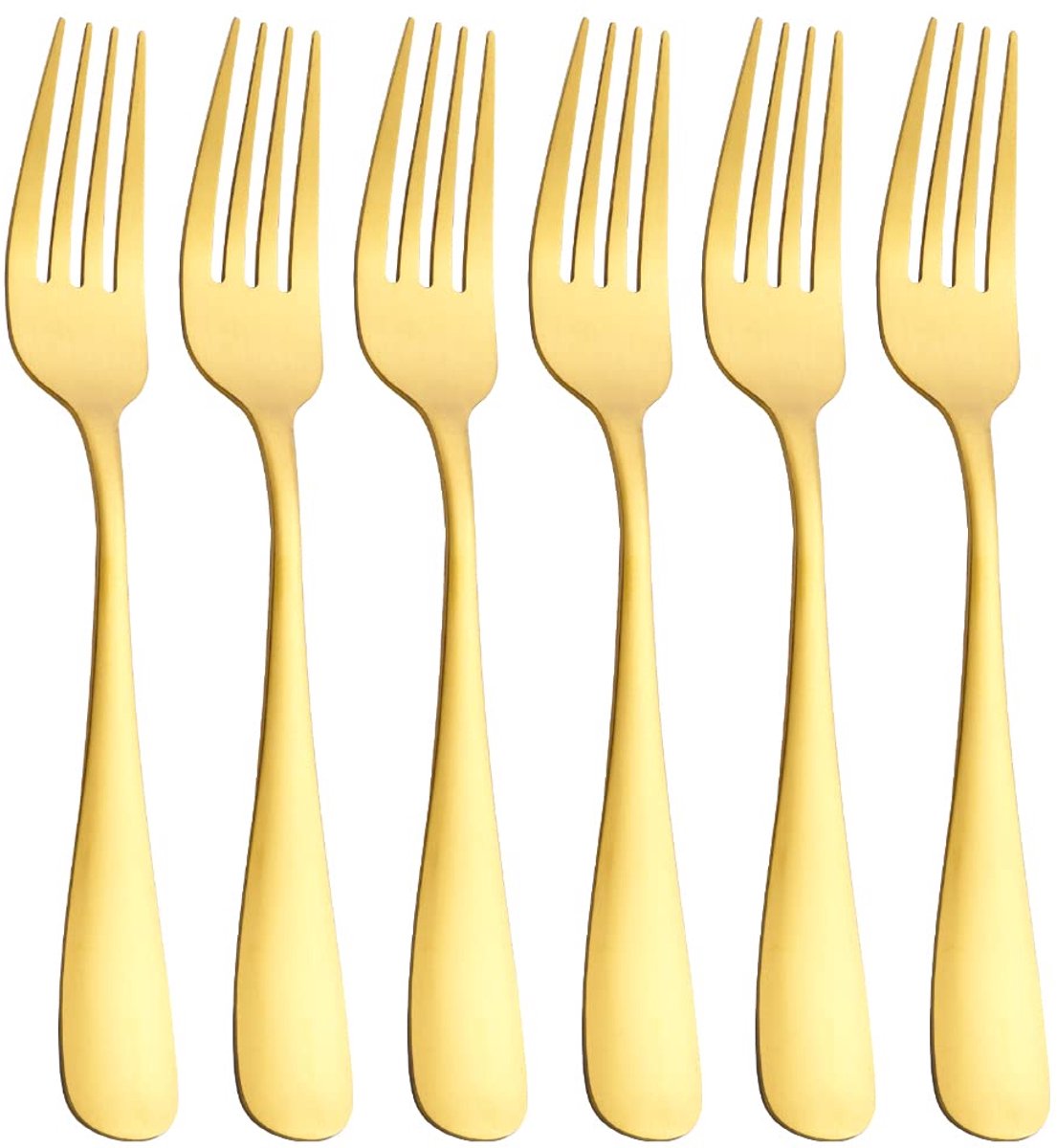 Tafelvorkset, matgoud, 20,3 cm, roestvrij staal, satijnen afwerking, bestek, tafelvorkset, 6 stuks, vaatwasserbestendig