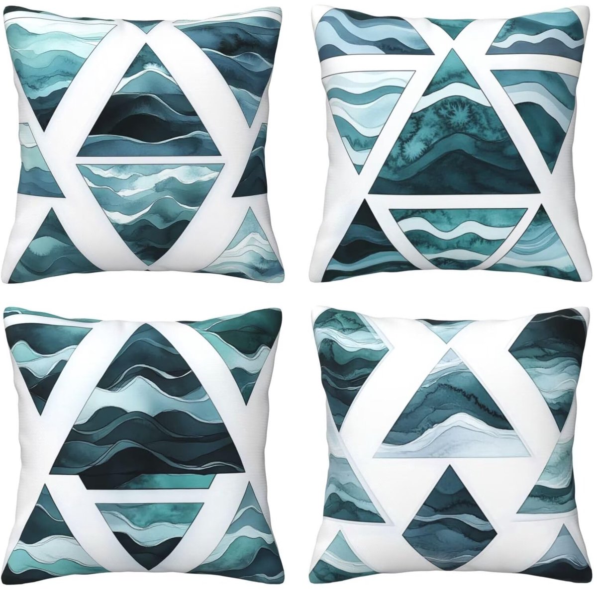 Set van 4 kussenslopen, 65 x 65 cm, grafische driehoekige kussenslopen, fluweel, zacht, groot, ademend, dubbelzijdig, bankkussen, vierkant, decoratie voor huis, woonkamer, bank, stoel, slaapkamer