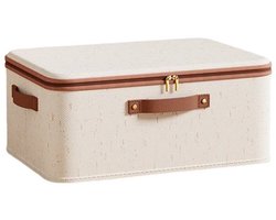 LISM-Opvouwbare wasmand met deksel - grote, stofbestendige opbergdoos, 30 x 20 x 14 cm