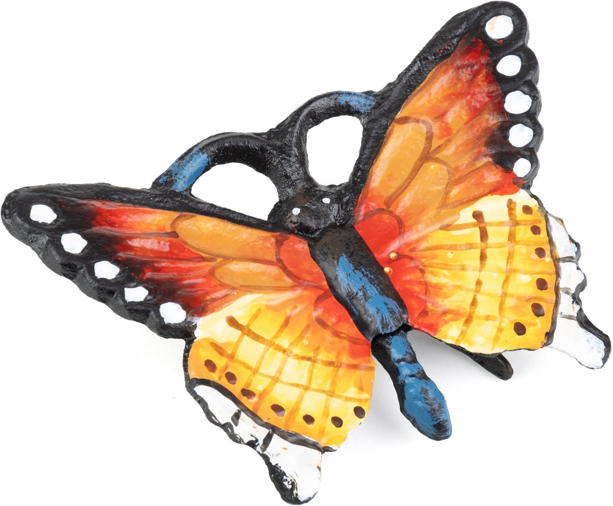 Moritz Vlinder Decoratiefiguur van Gietijzer – Handgeschilderd in Felle Kleuren – Decoratief Tuinbeeld en Tafeldecoratie in Vintage Stijl – ca. 12 x 8,5 x 3,8 cm – Weerbestendig voor Tuin Terras en Interieur – Nostalgisch Cadeau Blikvanger