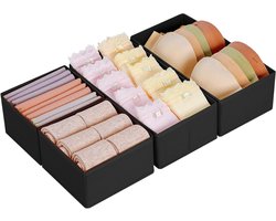 Homsorout Kledingkast ondergoed organizer - set van 4 Pax Organizer | Lade-organizer, opvouwbare opbergdoos, stoffen opslag, geschikt voor commode, sokken, beha's, babykleding, zwart